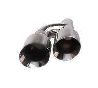 Car Exhaust Tailpipe Tail Throat For 63mm Diameter 2.5 Inch H-shaped Stainless Steel One-out-two Double-layer Welded Edge Exhaust Pipe Tail Throat