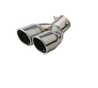 Car Exhaust Tailpipe Universal 63mm Car Exhaust Pipe Inlet Double-Barrel Rear Tip Tail Muffler Outlets Thickened Stainless Steel Accessories Rear Exhaust Pipe End Throat(Silver Bend)