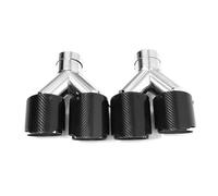 Car exhaust tailpipes 2PCS/lot Universal Exhaust Tip Car Carbon Fibre Black Y-Shaped Double Out Glossy Exhaust Muffler Tip Tailpipe Nozzle(ID60MMOD101MM)