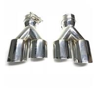 Car Exhaust Tip 1 Pair 63MM-89MM Double Layer Stainless Steel To 2 Dual Pipe Exhaust System Silver Muffler Universal Car Tip Pipes Exhaust Whistle(48MM IN-76MM OUT)