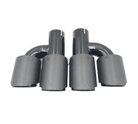 Car Exhaust Tip 1 Pair H Style Matt Carbon Model Dual Stainless Steel Universal Exhaust Tip Double End Pipe Exhaust Tips(IN 57-OUT 76)