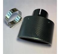 Car Exhaust Tip 1 Pcs Oval Car Exhaust Tip Black Matt Carbon Fiber Pipe System Nozzle Tail Muffler Tips For All Exhaust Whistle(ID 67-OD 115)