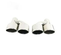 Car Exhaust Tip 1pair For W204 Car Oval Exhaust Tip 63mm Inlet Chrome Silver Stainless Steel 165 * 85mm Outlet Dual Exhaust Pipe End Tips(Silver)