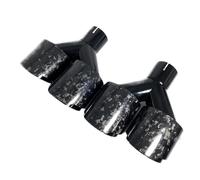 Car Exhaust Tip 1Pair Left+Right Forged Carbon Fiber + Black Stainless Steel Car Dual Exhaust Tip Double End Pipe Modification Muffler Exhaust Whistle(ID 70-OD 114)