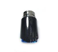 Car Exhaust Tip 1PC Car Exhaust Tail Pipe Curly Glossy Carbon Fiber Stainless Steel Bevel Edge Black Exhaust Whistle(57 IN 76 OUT)