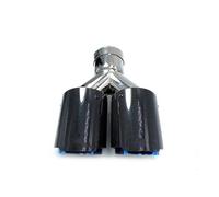 Car Exhaust Tip 1PC Glossy Straight Carbon Blue Stainless Steel Dual Tip Equal Length Muffler Pipe End Tail Middle Exhaust Exhaust Whistle(ID 73-OD 76)