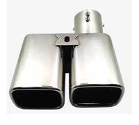 Car Exhaust Tip 1PCS Universal Double Outlet Exhaust Pipe Tip Nozzle Rear Muffler Stainless Steel Square Mouth Inlet 63mm Tail Throat(Silver)