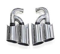 Car Exhaust Tip 2pcs For Cayenne 957 2007 2008 2009 2010 Exhaust Tip Muffler Tailpipe Nozzle Tail Throat(Silver)