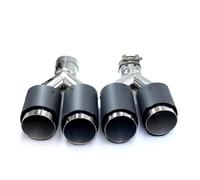 Car Exhaust Tip 2PCS Universal Carbon Fiber Matte Muffler Tip Y Shape Double Exit Exhaust Pipe Mufflers Nozzle Decoration Silver Stainless Steel(ID 57MM-OD 76MM)