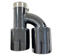 Car Exhaust Tip Auto Exhaust Pipe Stainless Steel Electroplating Black Modified H-shaped 4-outlet Tailpipe Muffler Double Exit Tail Tail Throat(Left 63mm-89mm)