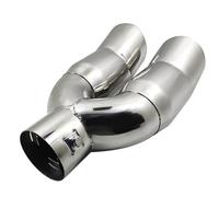 Car Exhaust Tip Car 62mm Inlet Exhaust Pipe Universal Double Outlet Muffler Tip Stainless Steel Chrome Rear Tail Tail Throat(Silver)