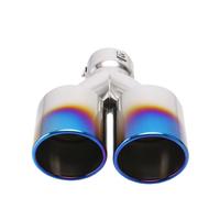 Car Exhaust Tip Car Exhaust Pipe Stainless Steel Double Wall Rolled 3" In 4" Outlets Universal Adjustable Tail Throat(Blue Left)