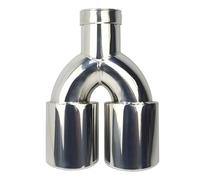 Car Exhaust Tip Car Exhaust Tail Throat Universal Stainless Steel Dual Outlet Auto Muffler(Silver 51MM)