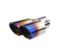 Car Exhaust Tip Car Refit Parts Exhaust Pipe Rear Muffler Pointed Matte Black Stainless Steel Double Exit Tail Throat Tail Throat(Blue B)