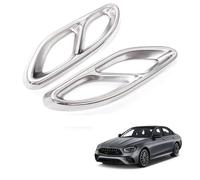 Car Exhaust Tip Cover for Mercedes-Benz E-Class 2015-2023, Tail Throat Decorative Frame Stainless Steel Replacement Automotive Decoration Tailpipe,Silver
