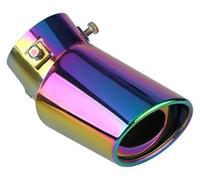 Car Exhaust Tip For Most Cars 2.5" Inlet Auto Muffler Tip Stainless Steel Chrome Trim Rear Throat S Straight Car Exhaust Tail Pipe 1PCS(Neon chrome Bent)
