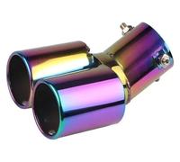 Car Exhaust Tip For Most Cars 63MM 2.5" Inlet Auto Muffler Tip Dual Trim Modified Rear Throat Liner Neonchrome Straight Car Exhaust Tail Pipe(Neonchrome bent)