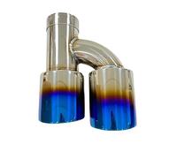 Car Exhaust Tip For VW For Travel For Passat For B6 2005-2010 Exhaust Pipe Stainless Steel Blue Modified H-shaped 4-outlet Tailpipe Muffler Tail Throat(Left 51mm-89mm)