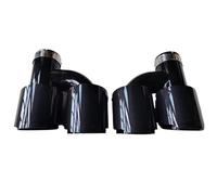 Car Exhaust Tip Glossy Carbon Fiber Exhaust System Muffler Pipe Universal H Type Dual Outlet Black Stainless Steel Tail End Pipes 2PCS(ID 67MM-OD 114MM)