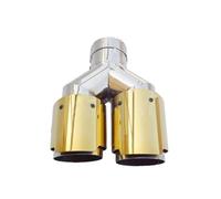 Car Exhaust Tip Gold Stainless Universal Exhaust Tip Double Exit Car Nozzle Decoration Automobile Parts Tail Pipes Muffler Upgrade 1piece(Right in60-out101mm)