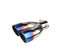 Car Exhaust Tip Pipe Car Modification Dual Pipe Exhaust Decoration Universal Thickened Version Outlet Tailpipe Muffler(Burnt Blue straight)
