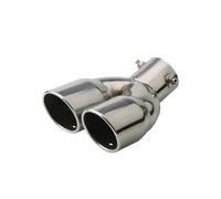 Car Exhaust Tip Pipe Car Modification Dual Pipe Exhaust Decoration Universal Thickened Version Outlet Tailpipe Muffler(Silver bent)