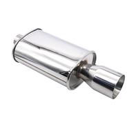 Car Exhaust Tip Stainless Steel 63mm Turbo Sound Boost Double Inlet Outlet Car Exhaust Muffler Pipes(B)
