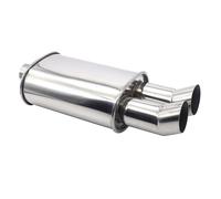 Car Exhaust Tip Stainless Steel 63mm Turbo Sound Boost Double Inlet Outlet Car Exhaust Muffler Pipes(D)