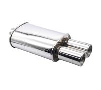 Car Exhaust Tip Stainless Steel 63mm Turbo Sound Boost Double Inlet Outlet Car Exhaust Muffler Pipes(C)