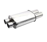 Car Exhaust Tip Stainless Steel 63mm Turbo Sound Boost Double Inlet Outlet Car Exhaust Muffler Pipes(A)