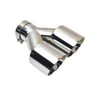 Car Exhaust Tip Stainless Steel Skew Double Universal DUAL Automobile Exhaust Pipe Muffler Car Accessories Modification Muffler Tip(57MM IN- 89MM OUT)
