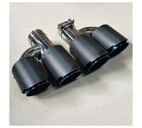 Car Exhaust Tip Tail Pipe 1Pair Carbon Fiber Exhaust System Muffler Pipe Universal H Type Dual Outlet Blue Stainless Steel Tail End Pipes(ID 51MM-OD 76MM)