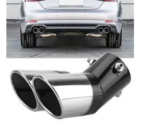 Car Exhaust Tip Tail Pipe, Dual Outlets Exhaust Muffler Tail Pipe Tip, 63mm/ 2.5 Inch Stainless Steel Car Dual Exhaust Tip Tail Pipe Car Accessories for Most Car with Curved Exhaust Pipe
