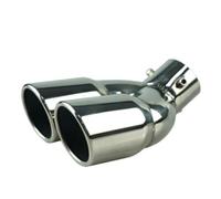 Car Exhaust Tip Universal 63mm Car Inlet Double Barrel Rear Exhaust Tip Tail Pipe Muffler Stainless Steel(Silver b)