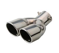 Car Exhaust Tip Universal 63mm Inlet Double Rear Exhaust Tip Tail Muffler Thicken Stainless Steel Car Chrome Round Pipe Tail Throat(Silver curl)
