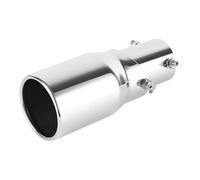 Car Exhaust Tip Universal Automotive Exhaust Throat Tip Black Silver Adjustable Roll Edge Tail Pipe(Silver)