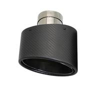 Car Exhaust Tip Universal Car Matte Carbon Fiber Muffler Tip Exhaust Pipe Nozzle Decoration Stainless Silver Oval 150mm Tilting Left Right End Exhaust Pipe(Left 70MM)