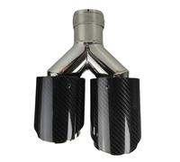 Car Exhaust Tip Universal Carbon Fiber Glossy Polishing Car Y Shape Double Exit Exhaust Pipe Muffler Tip(51mm-89mm-Left)