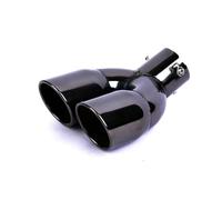 Car Exhaust Tip Universal Exhaust Tip Inlet 60mm Stainless Steel Double Outlet Car Double-Barrel Rear Tail Pipe Muffler Auto Accessories(Curved)