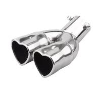 Car Exhaust Tip Universal Heart Shape Double-Pipe Stainless Steel Exhaust Tips Muffler Tail Car Accessories(Silver bent)