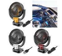 Car Fan 51224V USB Compatible for Most Cars Features 360 Degree Rotating Head to Deliver Powerful Cooling Airflow Inside Vehicle Cabin (5V)