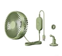 Car Fan for 12V 24V Power Sources, Featuring Three Adjustable Speeds, 360 Degree Rotation, USB Charging Function, and Reliable Suction Cup Mounting (Green)