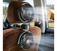 Car Fan for Backseat, 5V 2A Car Cooling Fan with 3 Speed, 360° Rotating Dual Head USB Fan for Rear Seat, USB Car Fans for SUV, RV, Truck