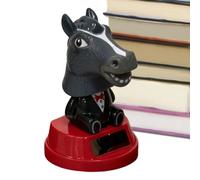 Car Figure,Solar-Powered Cute Horse Head Desk Decor | Car Animal Dashboard Figurine Statue | for Truck Sedan Pickup Vehicle SUV Desk Shelf Office Home Party