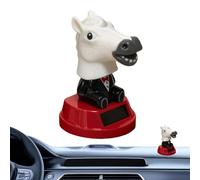 Car Figurines | Solar-Powered Cute Horse Head Desk Decor | Car Animal Dashboard Figurine Statue - for Vehicle Truck Pickup Sedan SUV Office Home Desk Shelf Window Party