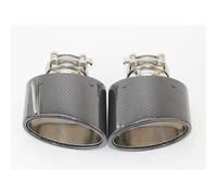 Car Finish Tailpipe Oval Slanted Carbon Fiber Exhaust Tips Tail Pipe Muffler Tip Chrome Width 150mm Stainless Nozzle Car Styling 2PCS