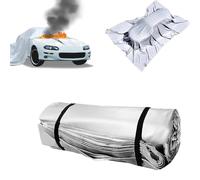 Car Fire Blanket, Emergency Fireproof Blanket for Auto, Fire Suppression Blanket for Vehicles, Fiberglass + Double-Sided Silicone, 6x9m