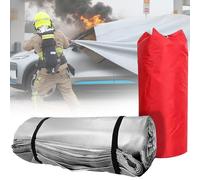 Car Fire Blanket, Emergency Fireproof Blanket for Vehicles, Double-Sided Silicone Coated Fiberglass, 1100°C Heat & Reusable with Carry Bag for Electric & Gas Vehicle Fires