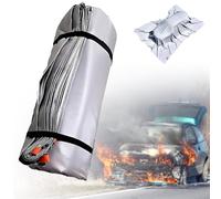 Car Fire Blanket for Electric & Gas Vehicles, 1100°C Reusable Emergency Fire Suppression, Fiberglass & Silicone Survival Blanket, Vehicle Accident 3 * 4m