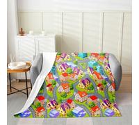 Car Flannel Flannel Fleece Throw Blanket Twin 60"x80" Road and Traffic City Map Plush Blanket for Sofa Couch Toddler Coloful Fun Playing Game Decor Fuzzy Blanket All Season Plush Blanket Bedroom